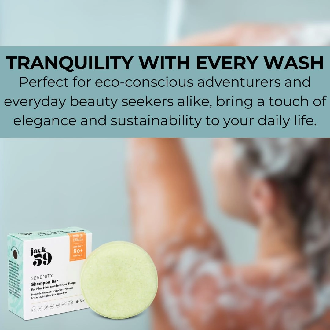 Luxury Shampoo Bar for Fine Hair and Sensitive Skin, Bar Shampoo with Bergamot and Grapefruit, Natural Shampoo, Vegan Organic Shampoo Bars for Hair, pH Balanced Solid Shampoo, Serenity, 3 oz