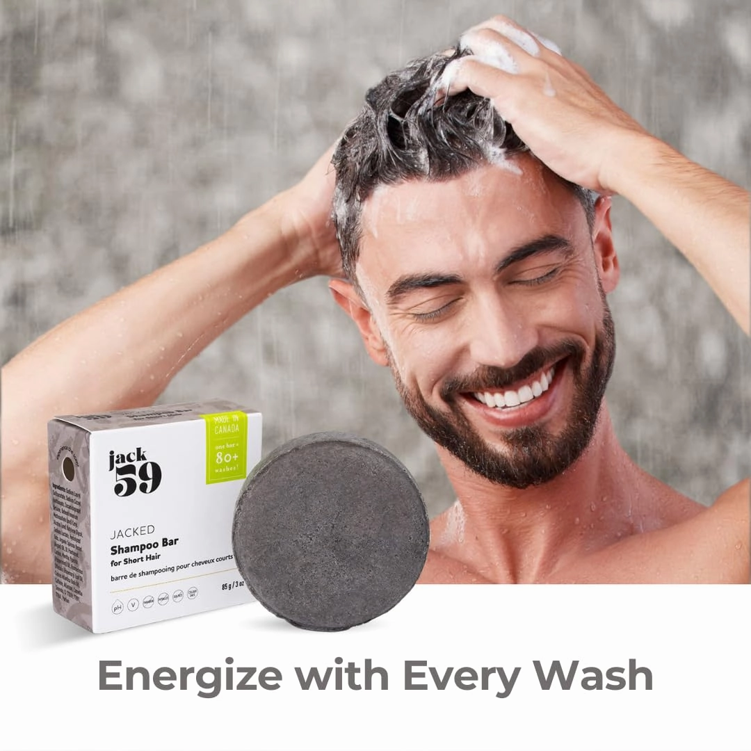 Luxury Shampoo Bar for Short Hair – Jacked 3-in1 Shampoo | Body and Shave Bar | Vegan | pH Balanced | Cruelty Free | Sulphate-Free |No Parabens | Colour Safe | 80  Washes | 3 oz