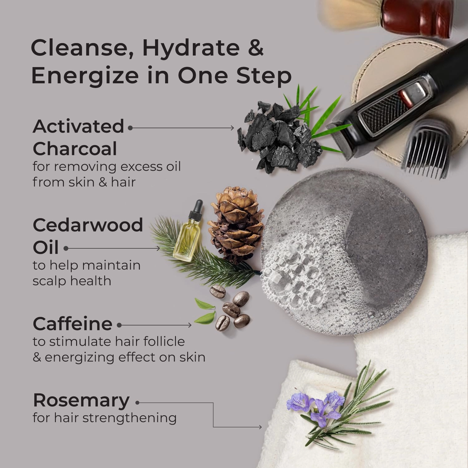 Luxury Shampoo Bar for Short Hair – Jacked 3-in1 Shampoo | Body and Shave Bar | Vegan | pH Balanced | Cruelty Free | Sulphate-Free |No Parabens | Colour Safe | 80  Washes | 3 oz