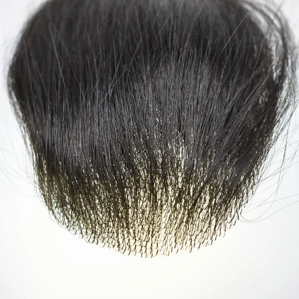Lyrical Hair Bald Spot Hair Patch Toupee for Women Men Full Skin Base Human Hair Patch for Bald Spot Non-Surgical V-Looped Hair Replacement 6x8cm #3 Dark Brown-100% density