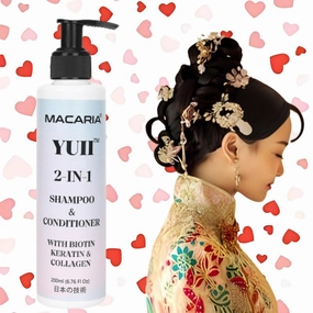 Macaria Yuii Biotin Keratin Collagen Hair Shampoo Conditioner, for Anti-Dandruff & Frizz-Free Hair, for Dry Hair, Sulfate Free, with Japanese Technology
