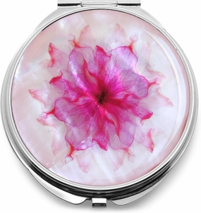 MADDesign Mother of Pearl Compact Makeup Travel Mirror (Flower Petals Pink)