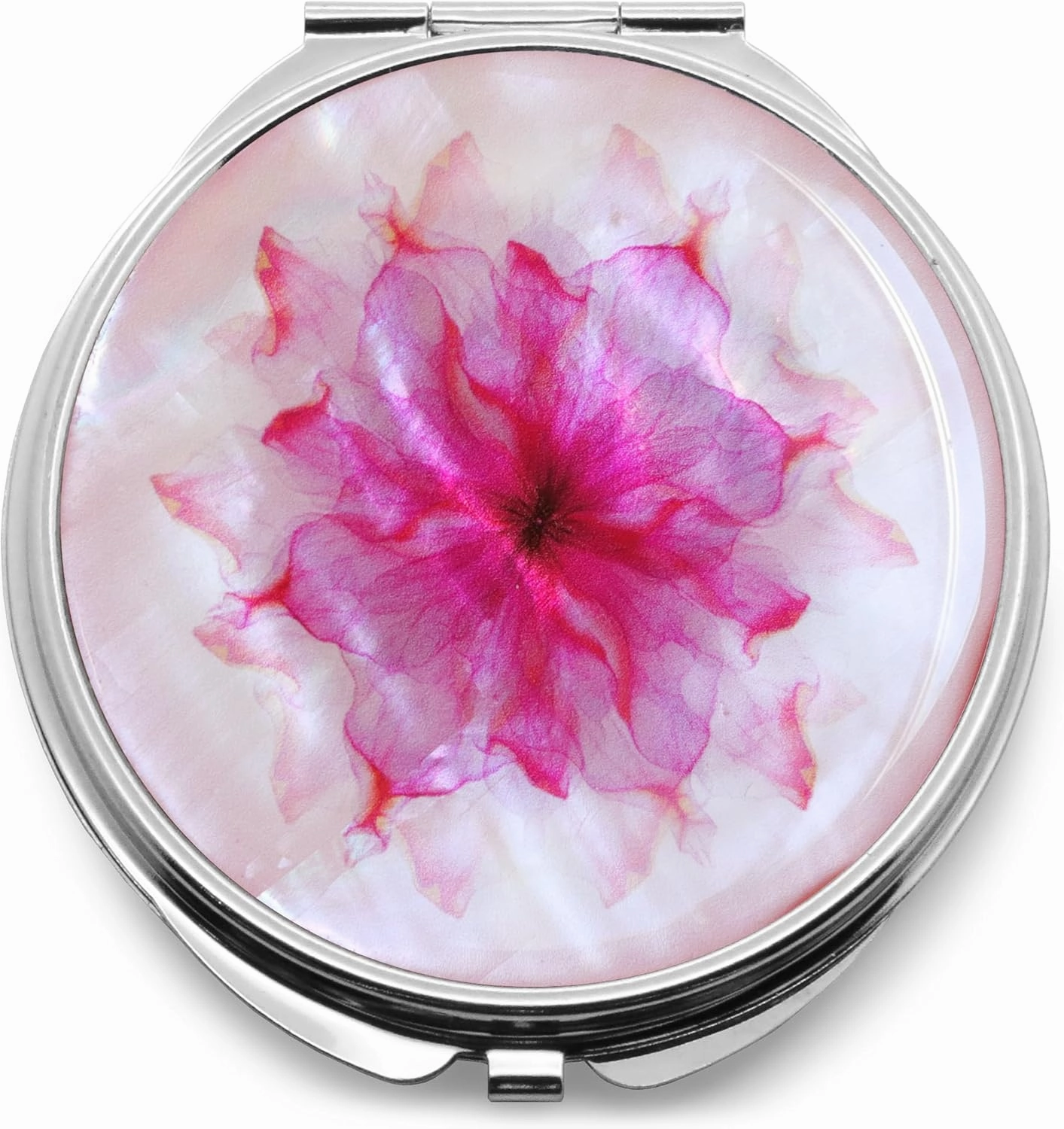 MADDesign Mother of Pearl Compact Makeup Travel Mirror (Flower Petals Pink)