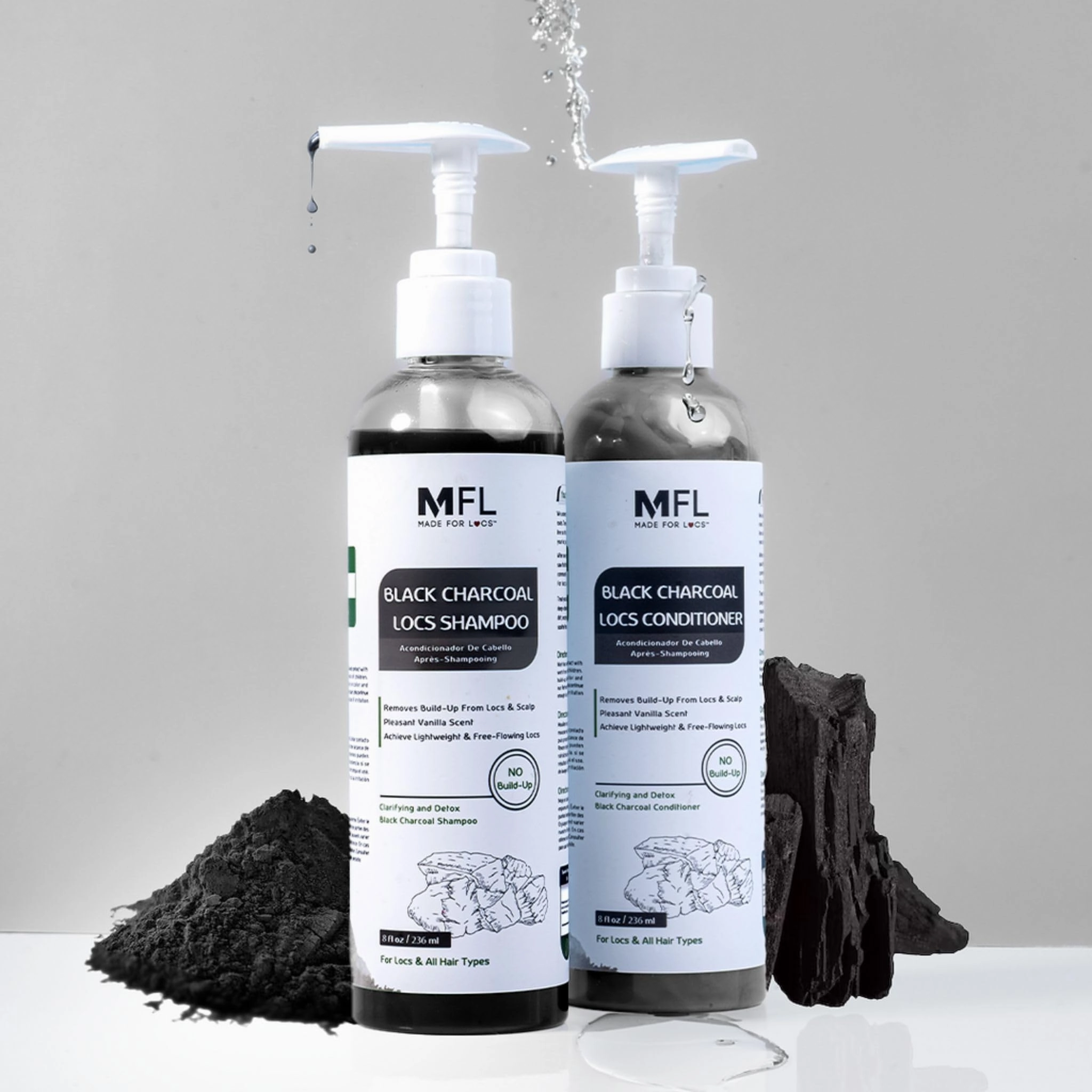 Made for Locs Black Charcoal Shampoo & Conditioner Bundle | Dreadlocks Detox | Removes Build-up | oz