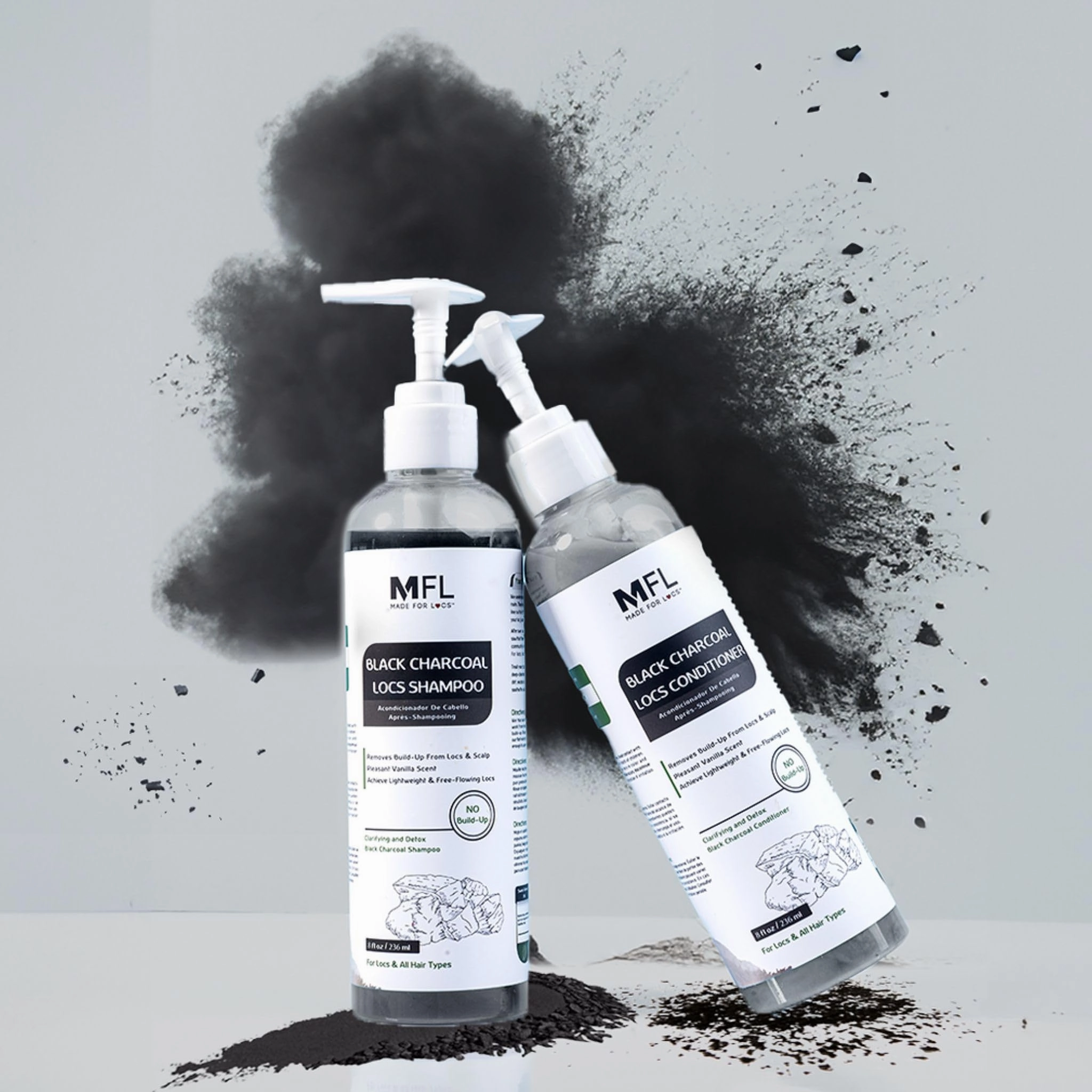 Made for Locs Black Charcoal Shampoo & Conditioner Bundle | Dreadlocks Detox | Removes Build-up | oz