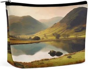 Makeup Bags Large Capacity Cosmetic Bags for Women Lake District National Park Open Flat Toiletry Bag Waterproof Makeup Pouch Portable Cosmetic Organizer Makeups Train for Travel Gift