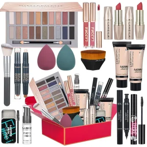 Makeup Kit for Teens for Women Full Kit Includes 20 Colors Eyeshadow Palette Foundation & Face Primer Makeup Sponge Eyebrow Soap Winged Eyeliner Stamp Gift Set