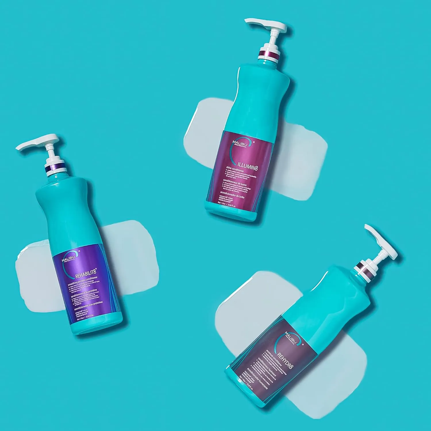 Malibu C REHABILIT8 Smoothing Protein Conditioner - Replenishes Hair Protein & Amino Acids to Prevent Breakage - Hydrating Conditioner for Damaged Hair
