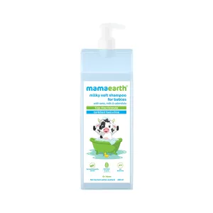 MAMAEARTH Milky Soft Tear Free Baby Shampoo | Gently Cleanses Hair & Balances Scalp pH | Leaves Hair Soft & Smooth | Safe for Baby's Delicate Scalp | 13.53 Fl Oz/400 ml