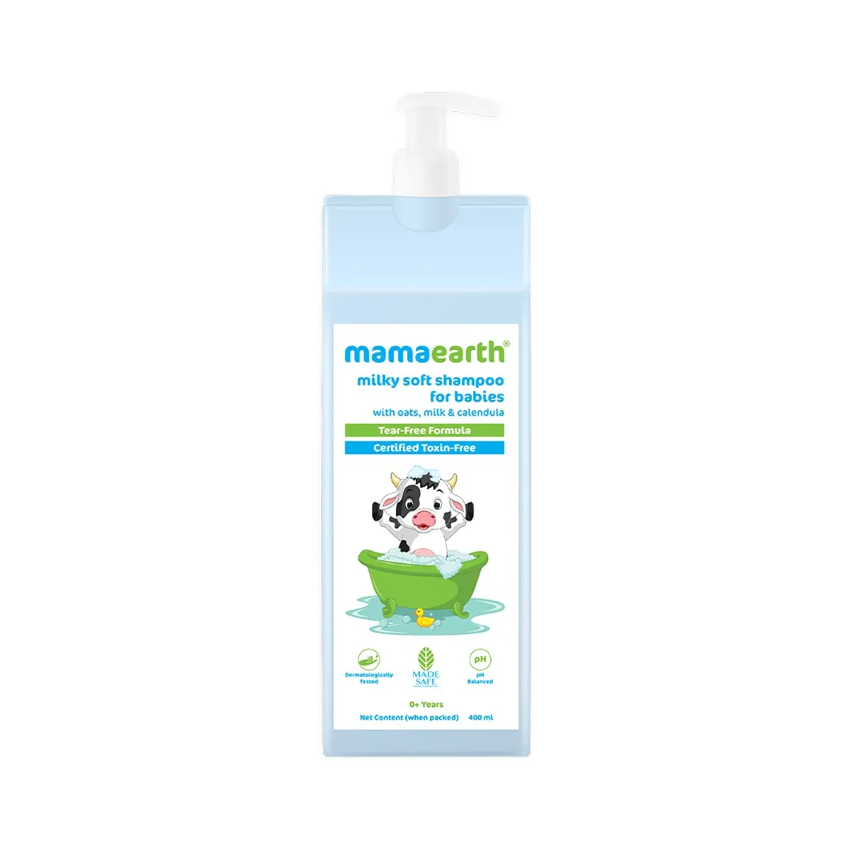 MAMAEARTH Milky Soft Tear Free Baby Shampoo | Gently Cleanses Hair & Balances Scalp pH | Leaves Hair Soft & Smooth | Safe for Baby's Delicate Scalp | 13.53 Fl Oz/400 ml