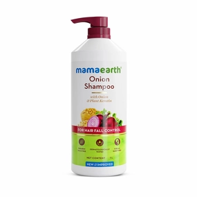 MAMAEARTH Onion Shampoo for Hair Growth & Loss Control | Moisturizing Gentle Scalp Cleanser with Plant Keratin | Sulfate & Paraben Free | 33.81 Fl Oz (1L)