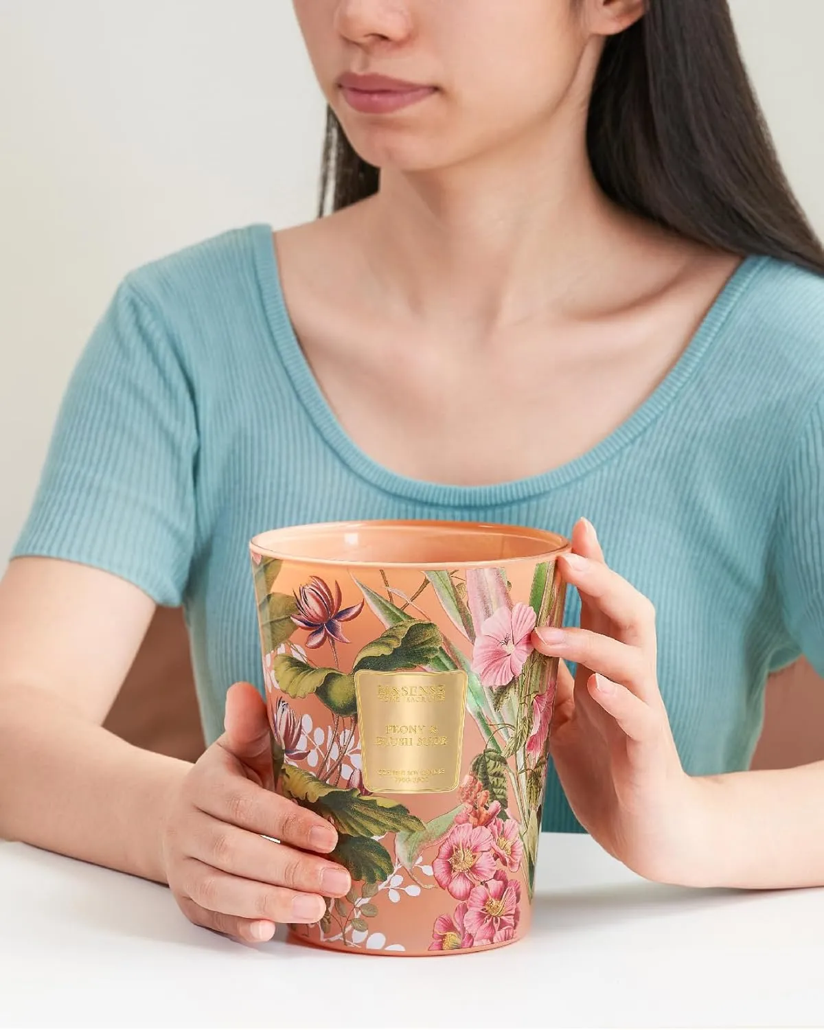 M&SENSE Large Soy Scented Candles Peony & Blush Sude, Non Toxic Natural Spring Candles 35oz 150 Hours Long Lasting Slow Burning, Unique Candle Gifts Cozy Room Decor for Women Men