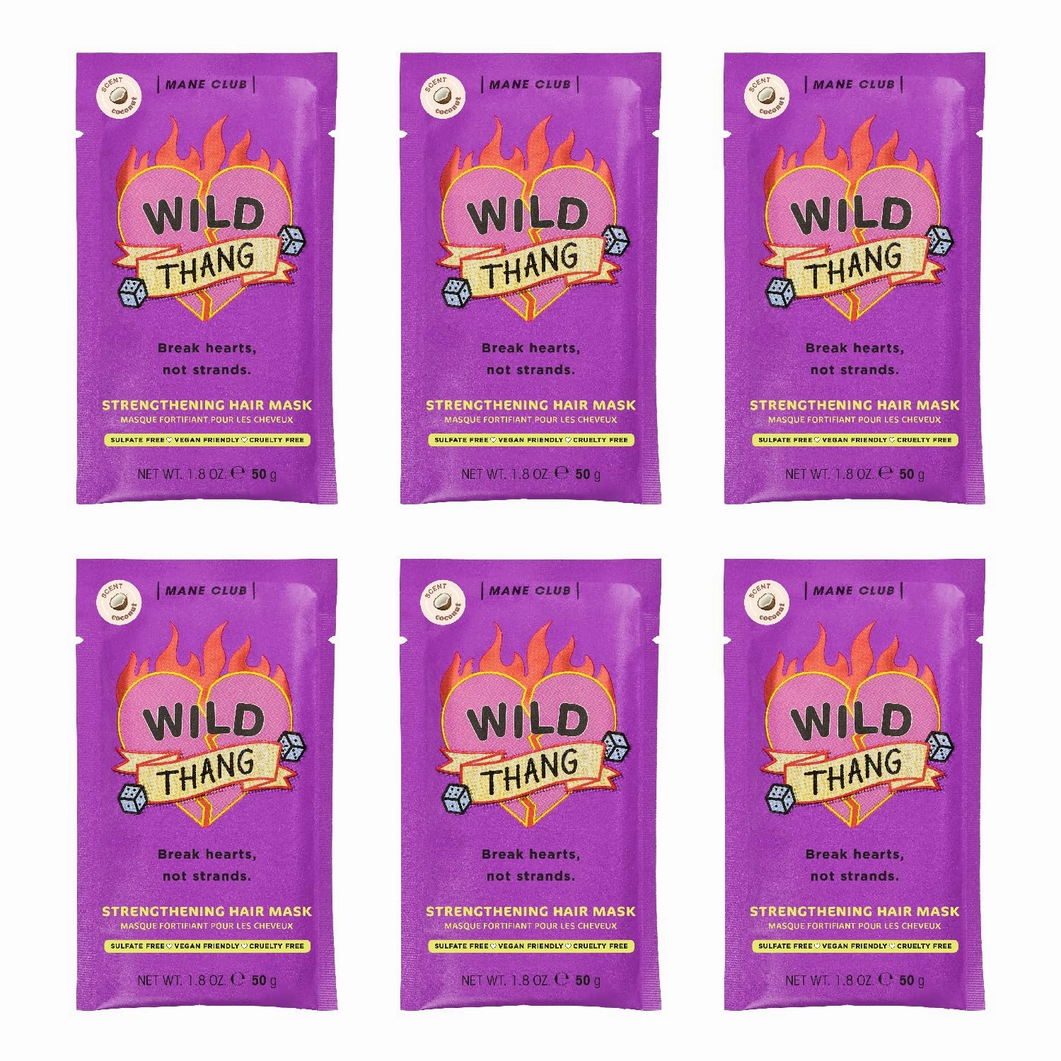 MANE CLUB Wild Thang Deep Conditioner, cruelty free, vegan, no sulfates or parabens — Pack of 6