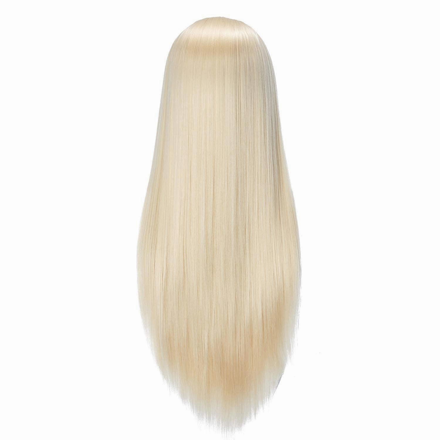 Mannequin Head with Hair 26"-28" Synthetic Fiber Hair Styling Training Head Manikin Cosmetology Doll Head for Wigs Free Clamp Stand (White)