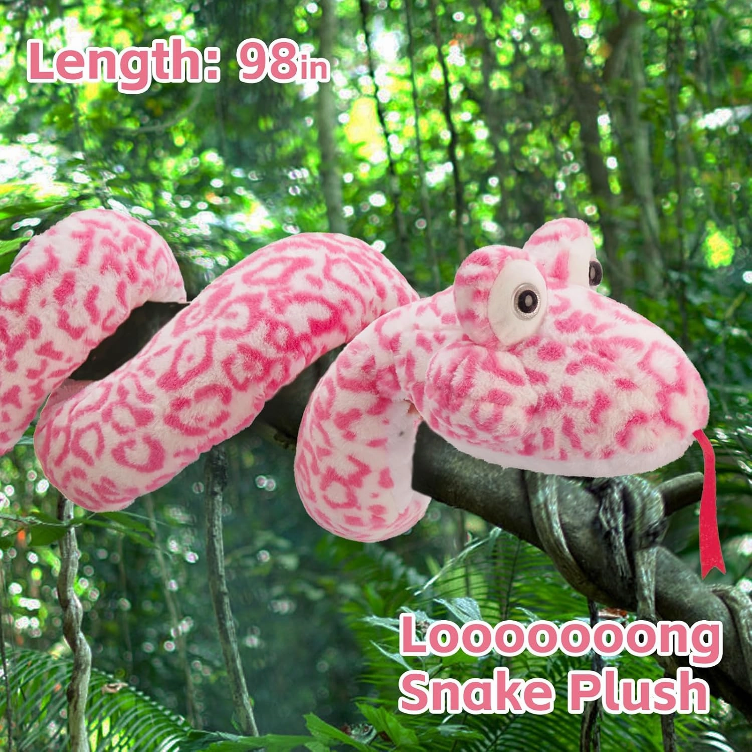 MaoGoLan Pink Snake Stuffed Animal Giant Stuffed Snake, 98 inch Plush Snakes Toy for Girls Christmas Birthday Easter Valentine's Day Gift