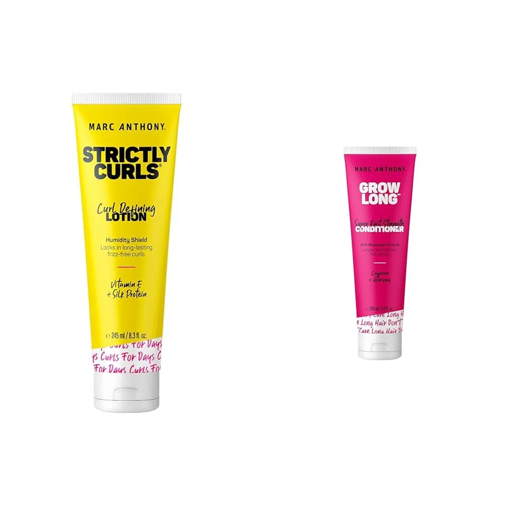Marc Anthony Curl Defining Styling Lotion, 8.3 Ounce and Strengthening Conditioner, Grow Long, 8.4 Ounce Bundle