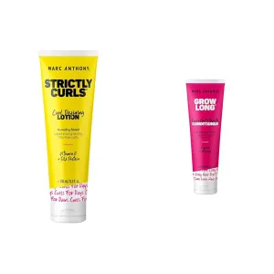 Marc Anthony Curl Defining Styling Lotion, 8.3 Ounce and Strengthening Conditioner, Grow Long, 8.4 Ounce Bundle