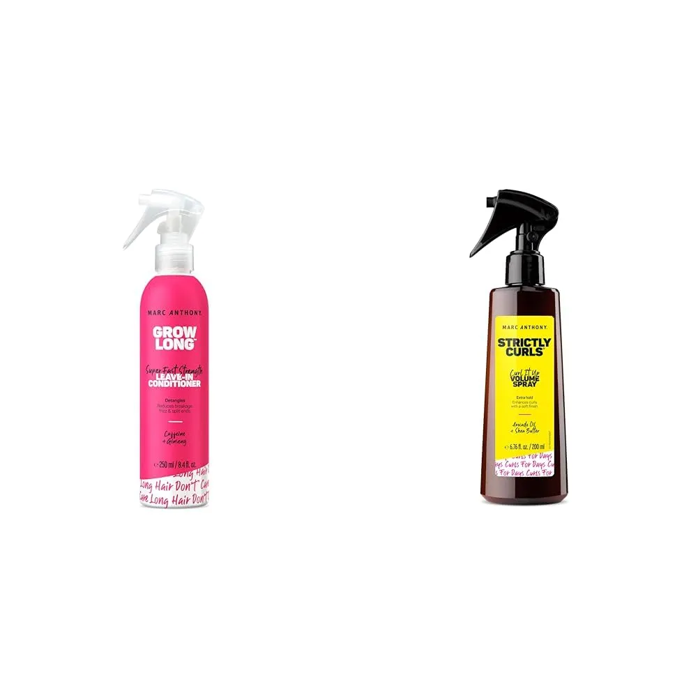 Marc Anthony Leave-In Conditioner Spray & Detangler, Grow Long Biotin Anti-Frizz Deep Conditioner For Split Ends & Breakage & Curl It Up Volume Boost Spray, Extra Hold, Strictly Curls