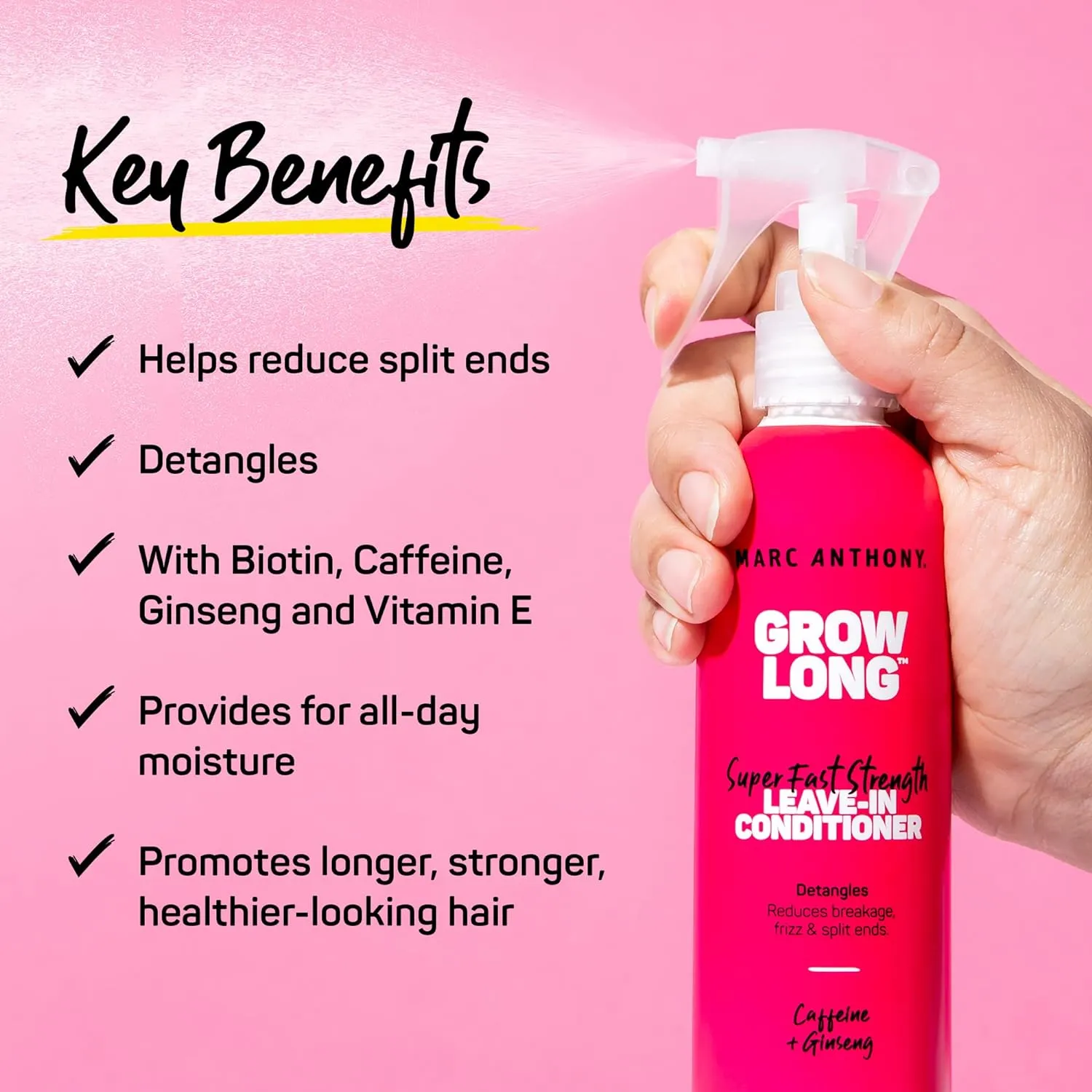 Marc Anthony Leave-In Conditioner Spray & Detangler, Grow Long Biotin Anti-Frizz Deep Conditioner For Split Ends & Breakage & Curl It Up Volume Boost Spray, Extra Hold, Strictly Curls