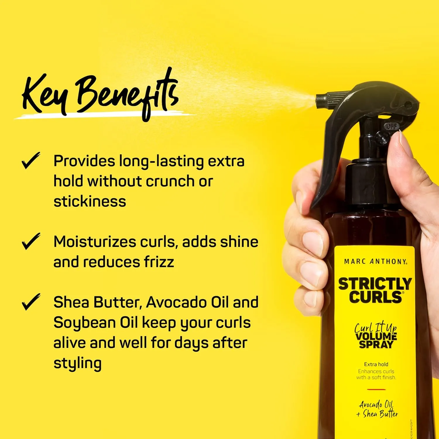 Marc Anthony Leave-In Conditioner Spray & Detangler, Grow Long Biotin Anti-Frizz Deep Conditioner For Split Ends & Breakage & Curl It Up Volume Boost Spray, Extra Hold, Strictly Curls