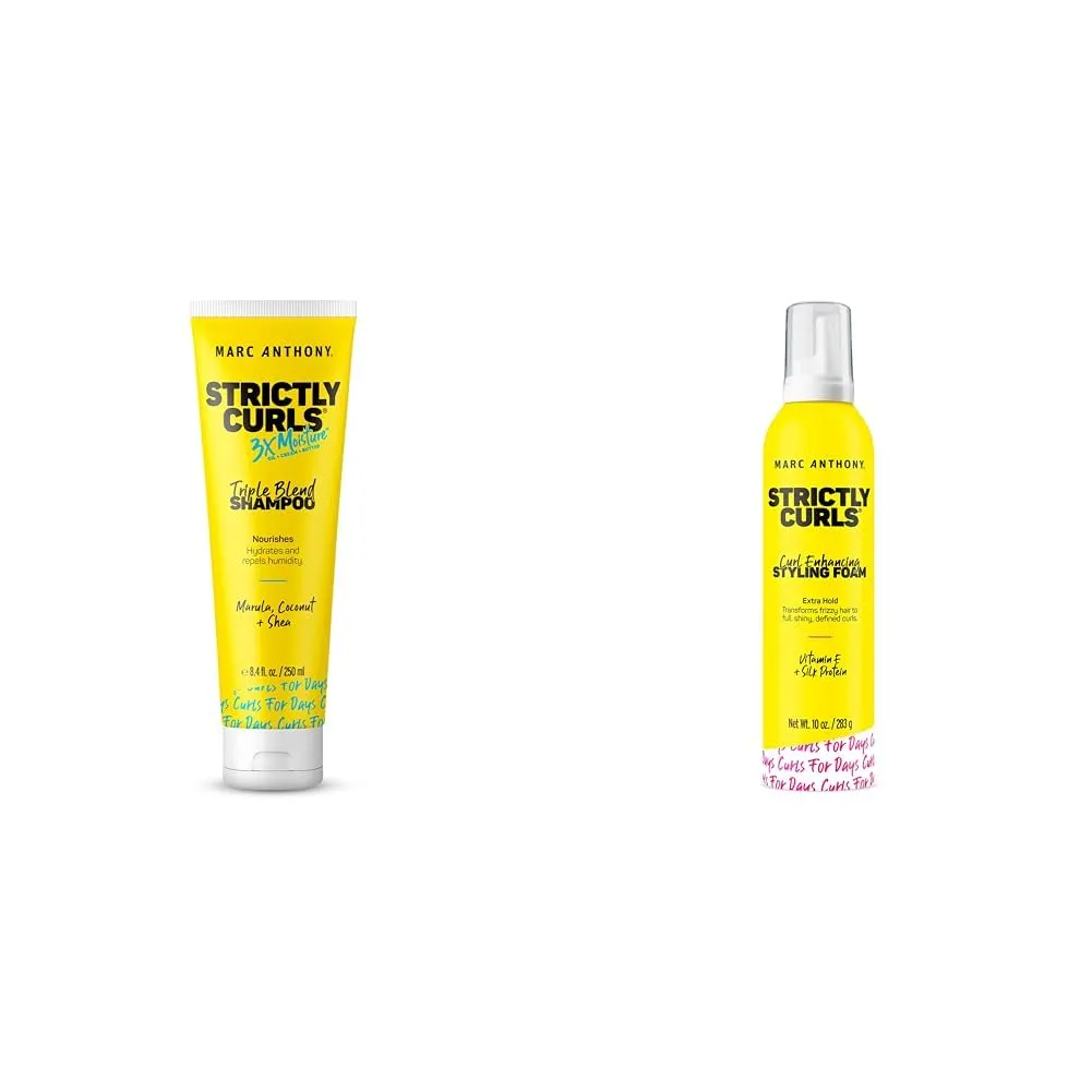 Marc Anthony Strictly Curls Shampoo 3X Moisture & Curl Enhancing Foam Extra Hold for Defined, Frizz-Free Curls
