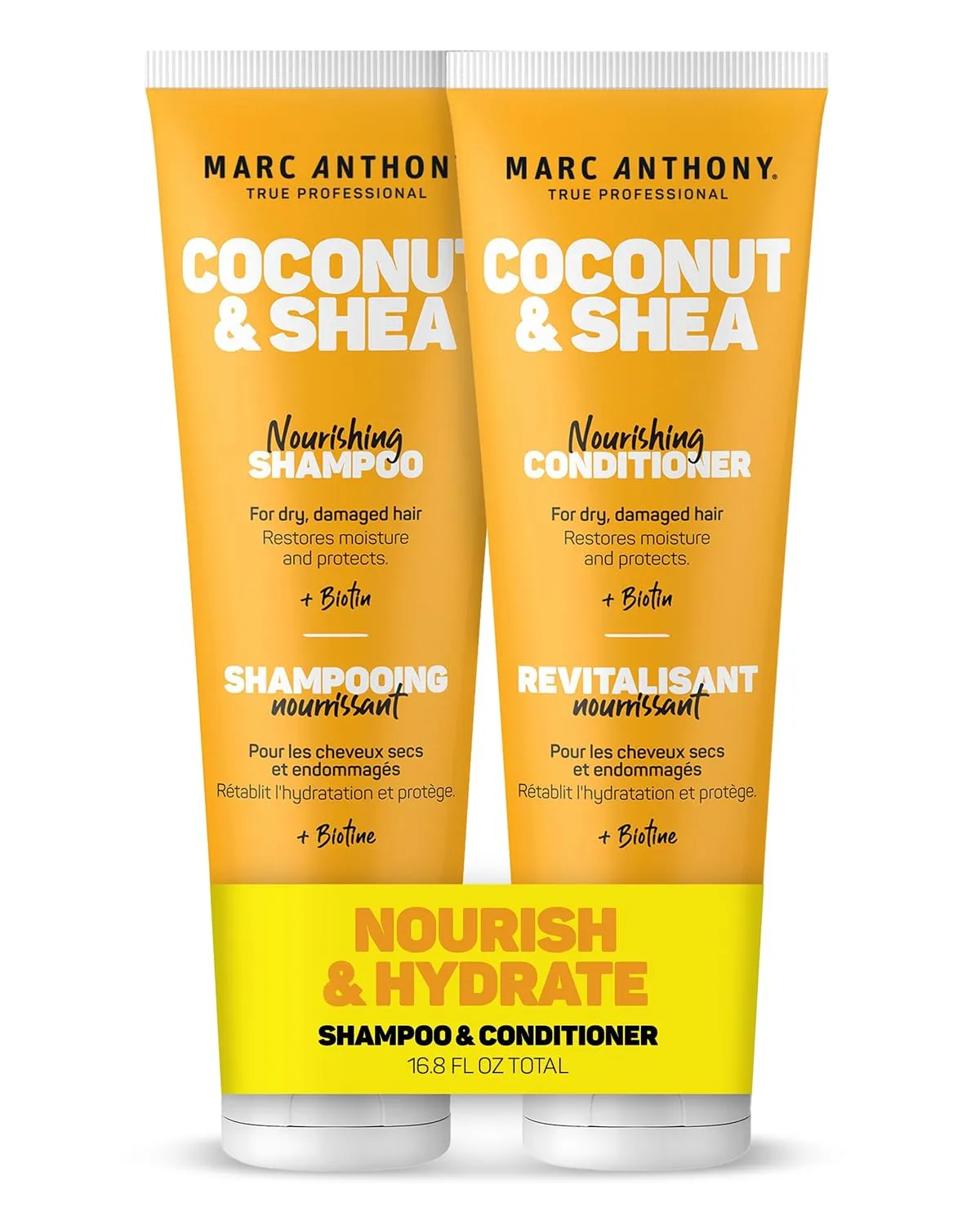 Marc Anthony Volumizing Shampoo and Conditioner Set with Coconut Oil & Shea Butter - Nourishing & Hydrating Haircare Infused with Biotin for Dry & Damaged Hair - Restore Moisture & Protects Hair