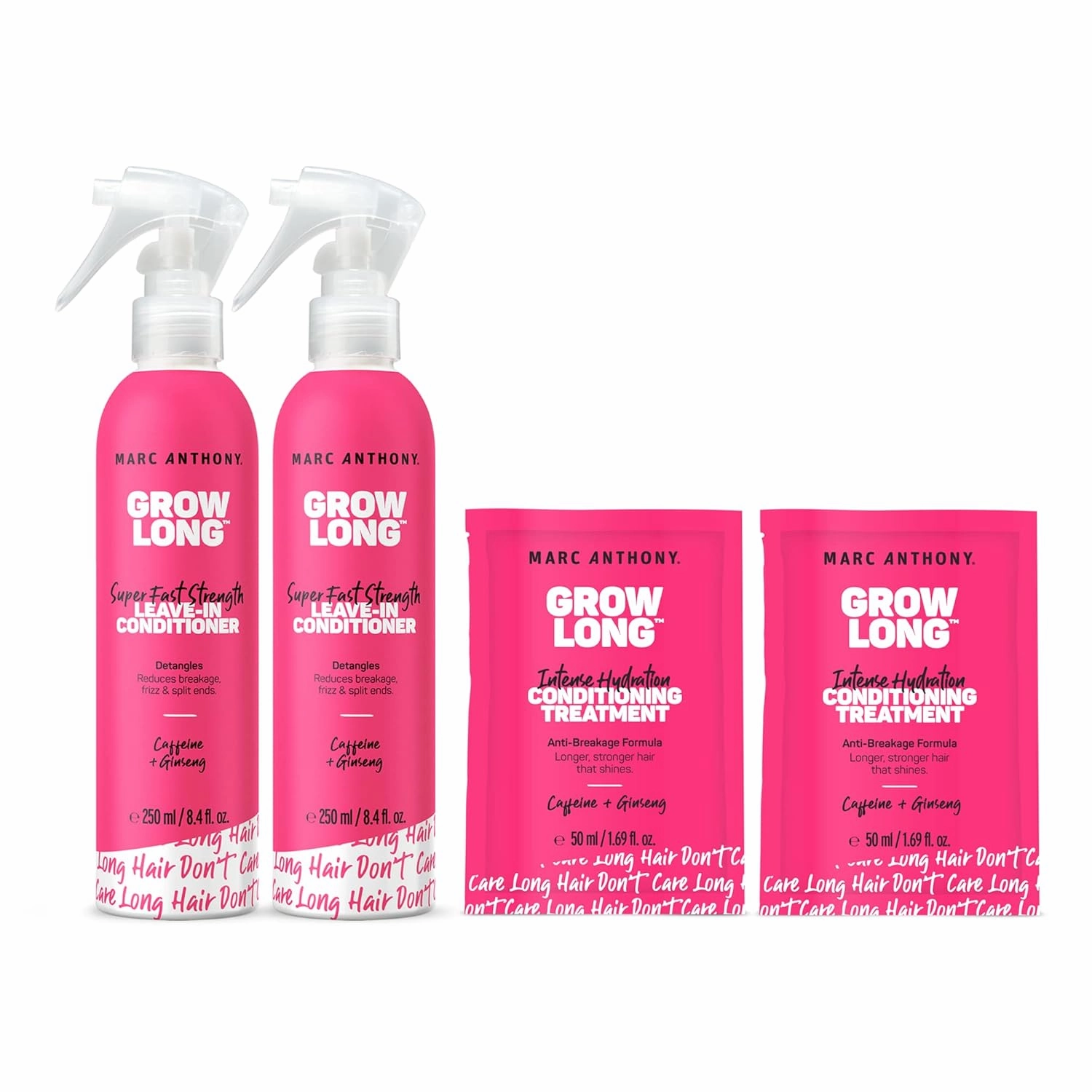 Marc Anthony Grow Long Leave-In Conditioner & Hair Mask Bundle with 2 Sprays & 2 Travel Masks plus Anti-Breakage Scalp & Hair Serum