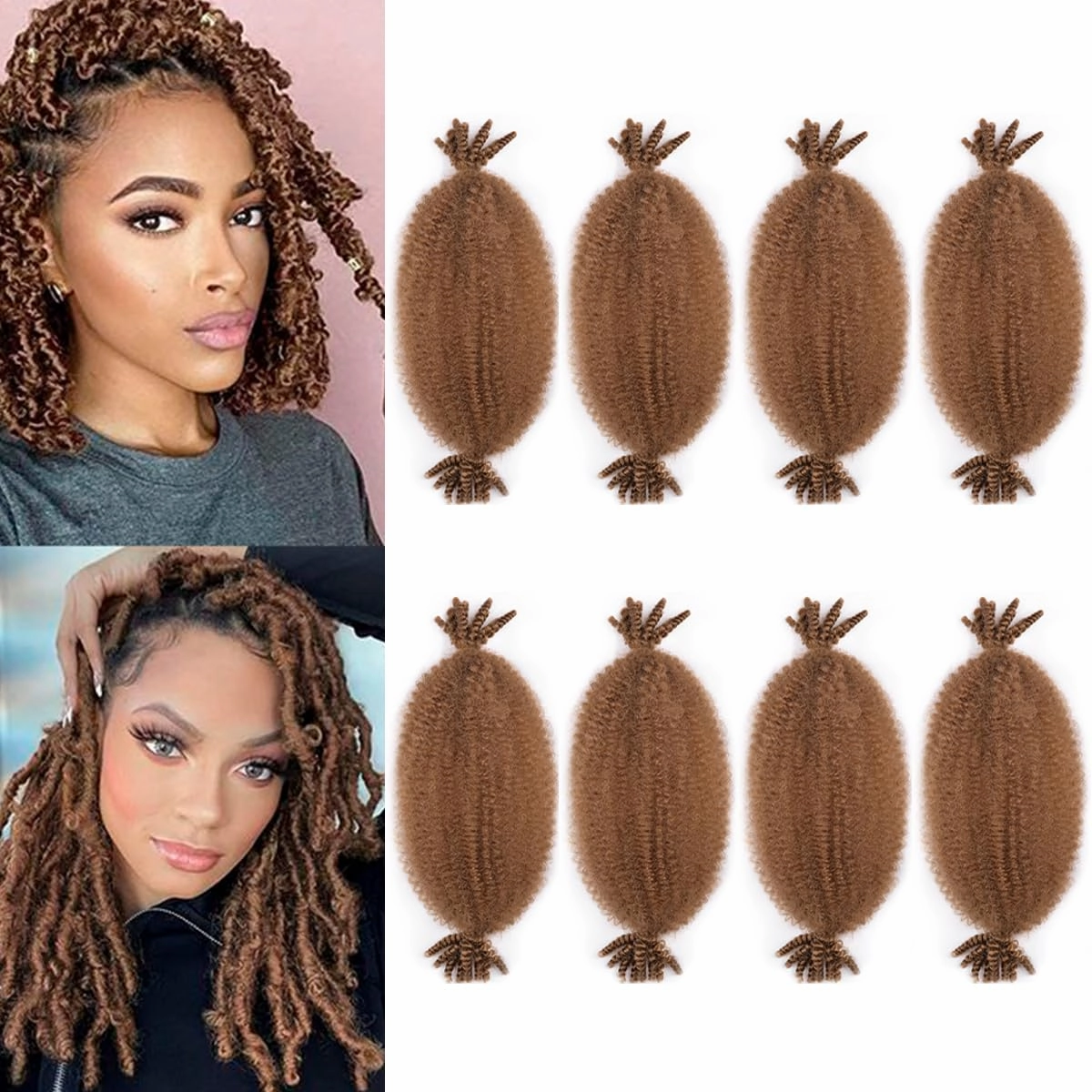Marley Twist Braiding Hair 12Inch 8Packs Pre Fluffed Afro Twist Hair Pre Separated Wrapping Hair for Soft Locs Hair Extensions (12 Inch,8Pack,#30)
