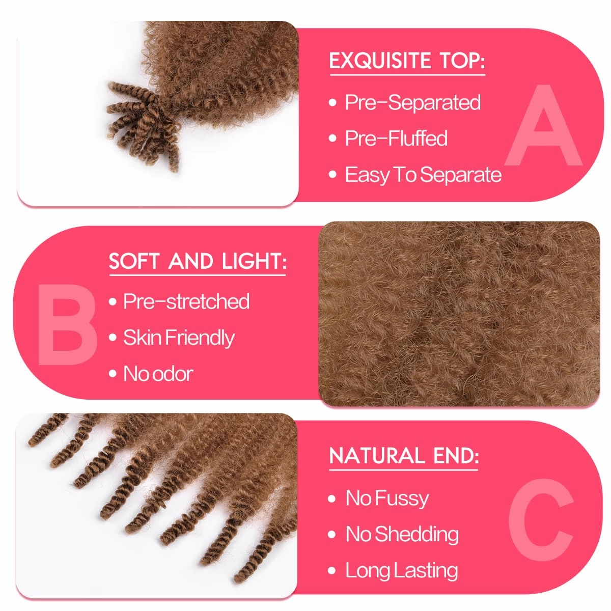 Marley Twist Braiding Hair 12Inch 8Packs Pre Fluffed Afro Twist Hair Pre Separated Wrapping Hair for Soft Locs Hair Extensions (12 Inch,8Pack,#30)