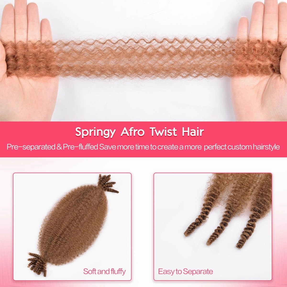 Marley Twist Braiding Hair 12Inch 8Packs Pre Fluffed Afro Twist Hair Pre Separated Wrapping Hair for Soft Locs Hair Extensions (12 Inch,8Pack,#30)