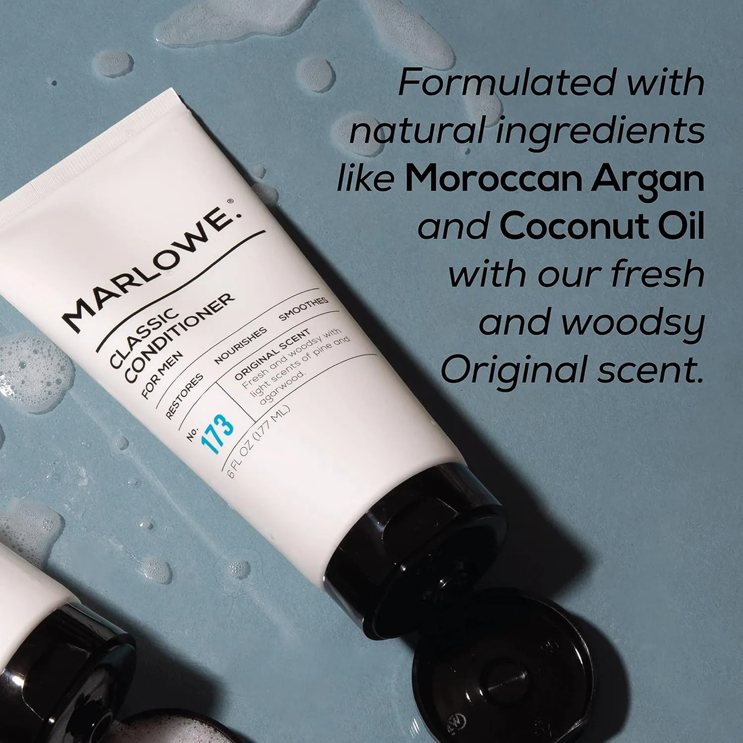 MARLOWE. No.173 Classic Mens Conditioner, Restores, Nourishes and Smooths Hair with Moisturizing Argan & Coconut Oil, Original Fresh & Woodsy Scent, All Hair Types, Paraben & Phthalate Free, 8 Fl Oz