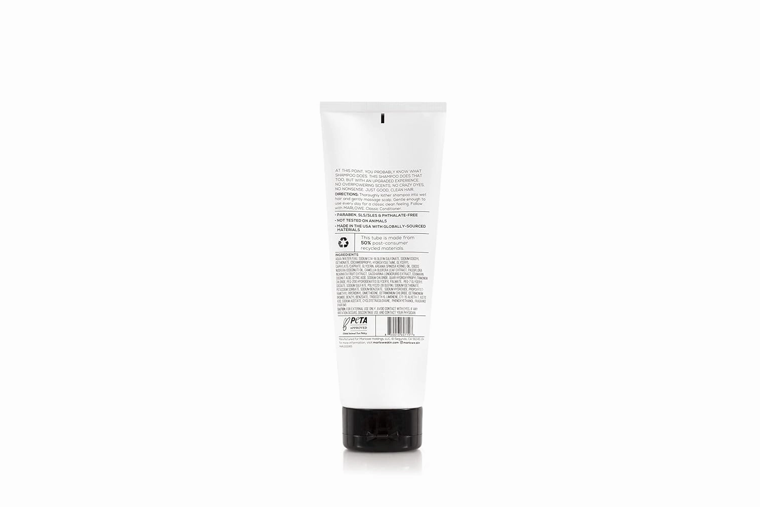 MARLOWE. No.172 Classic Mens Shampoo, Clarifies, Invigorates and Refreshes Hair with Moisturizing Argan Oil & Coconut Oil, All Hair Types, Paraben & Phthalate Free, 8 Fl Oz