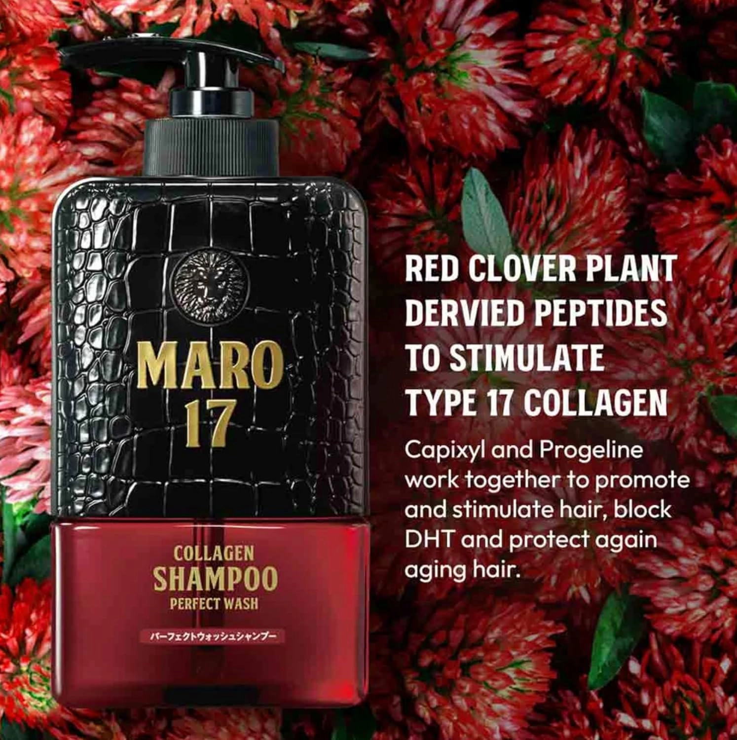 MARO17 Japan's #1 Collagen Shampoo Perfect Wash - Mens Shampoo for Hair Growth & Volume - Cleanses Dirt and Unnecessary Sebum - Sulfate Free   DHT Blocker and Collagen for Thicker Hair - Gifts for Men