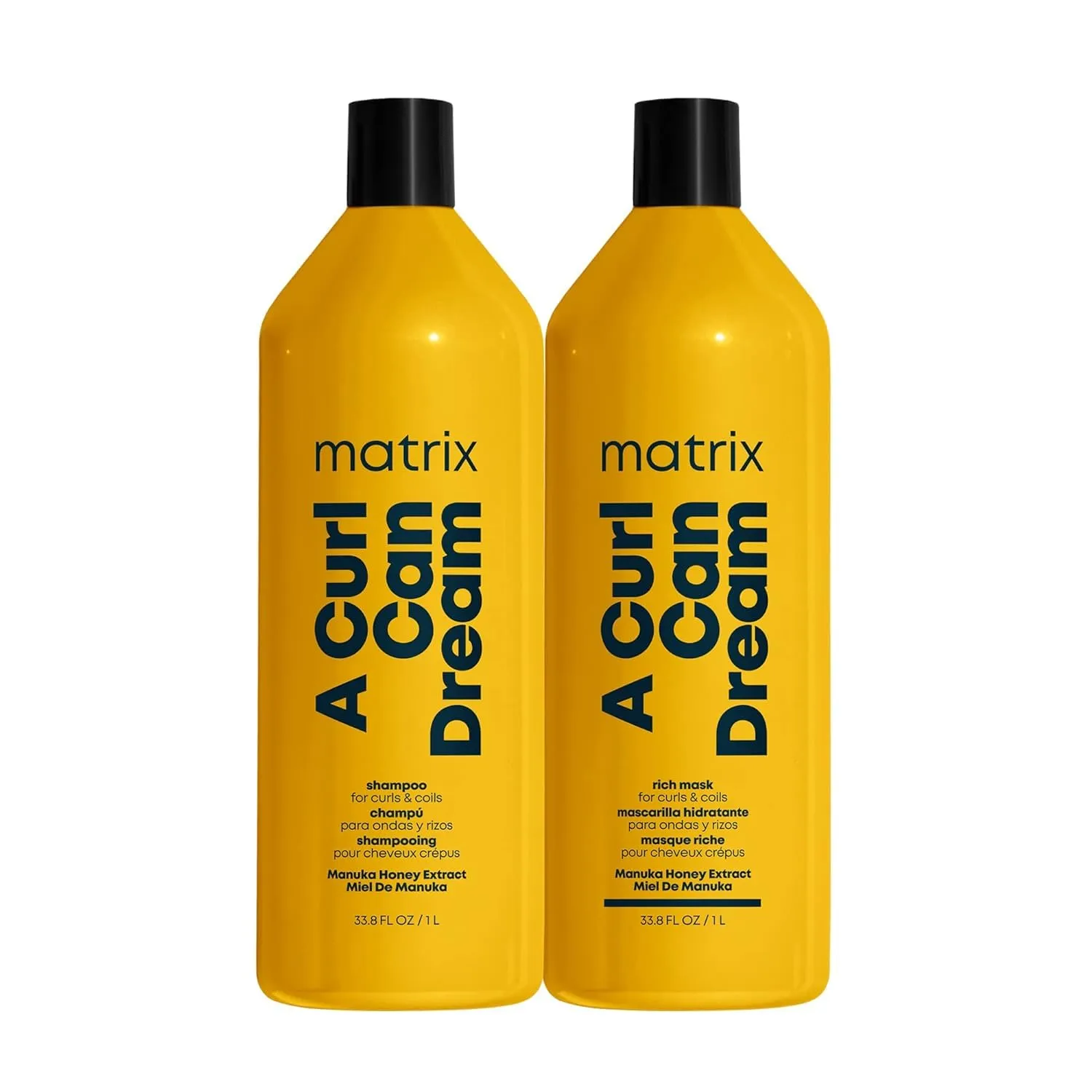 Matrix A Curl Can Dream Deep Cleansing Shampoo and Rich Hair Mask Set | Preserves Curl Pattern, Removes Build Up | For Curly & Coily Hair | Silicone & Paraben Free | With Manuka Honey Extract