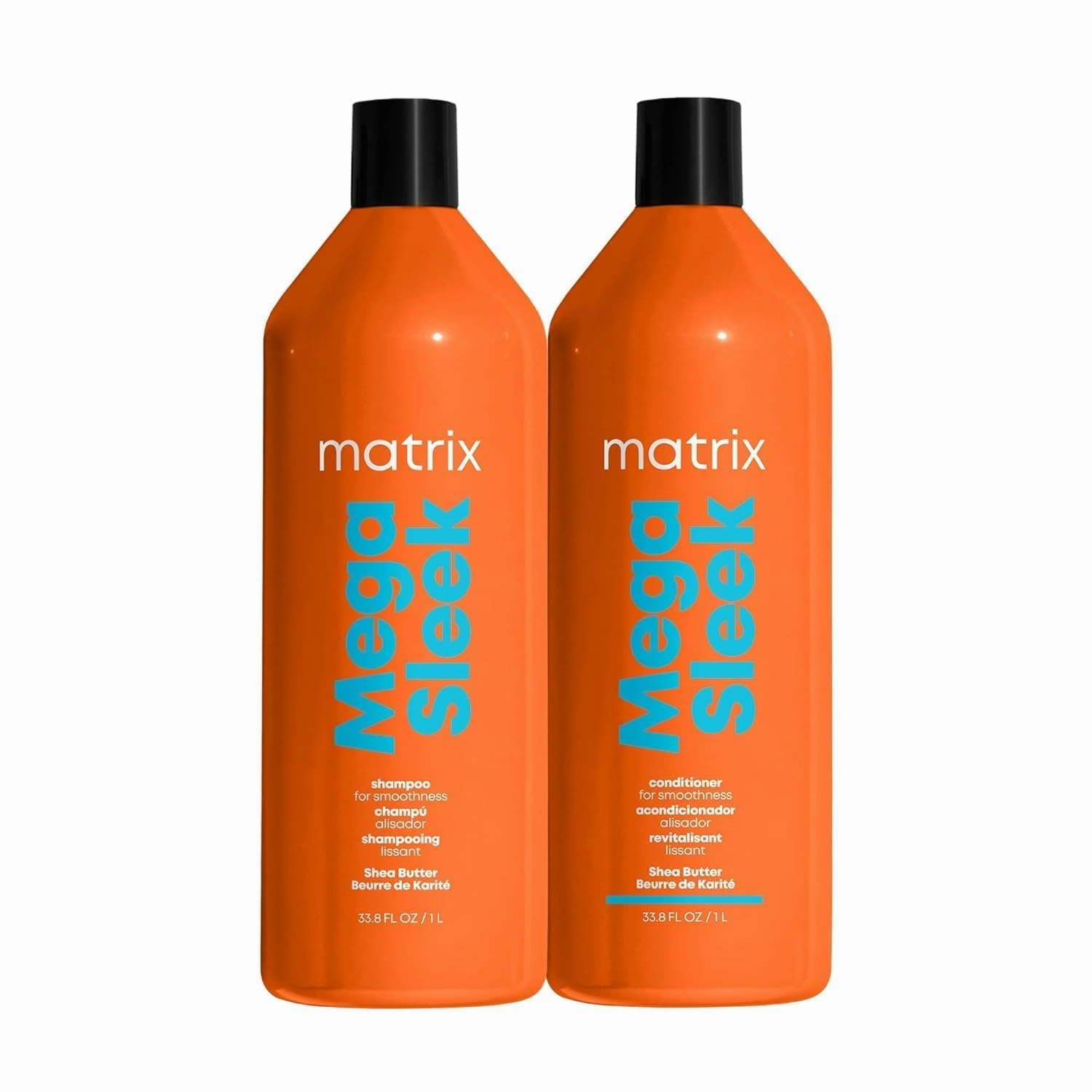 Matrix Mega Sleek Shampoo and Conditioner Set - Smoothing, Anti-Frizz, Detangling, For Dry, Damaged & Frizzy Hair, Nourishes With Shea Butter, Vegan