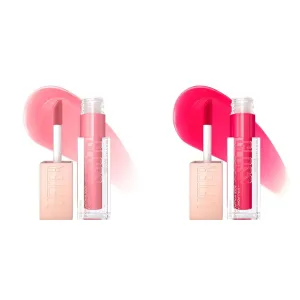 MAYBELLINE New York Lifter Gloss Hydrating Lip Gloss Bundle with Hyaluronic Acid, Gummy Bear & Bubblegum, Sheer Light & Bright Pink, 1 Count Each
