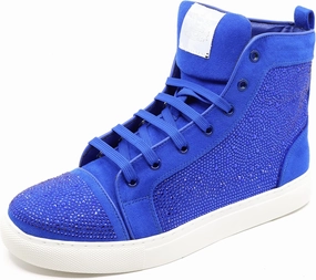 Men's High Top Crystal Shimmer Rhinestone Flat Fashion Casual Sneakers Shoes SNK-07