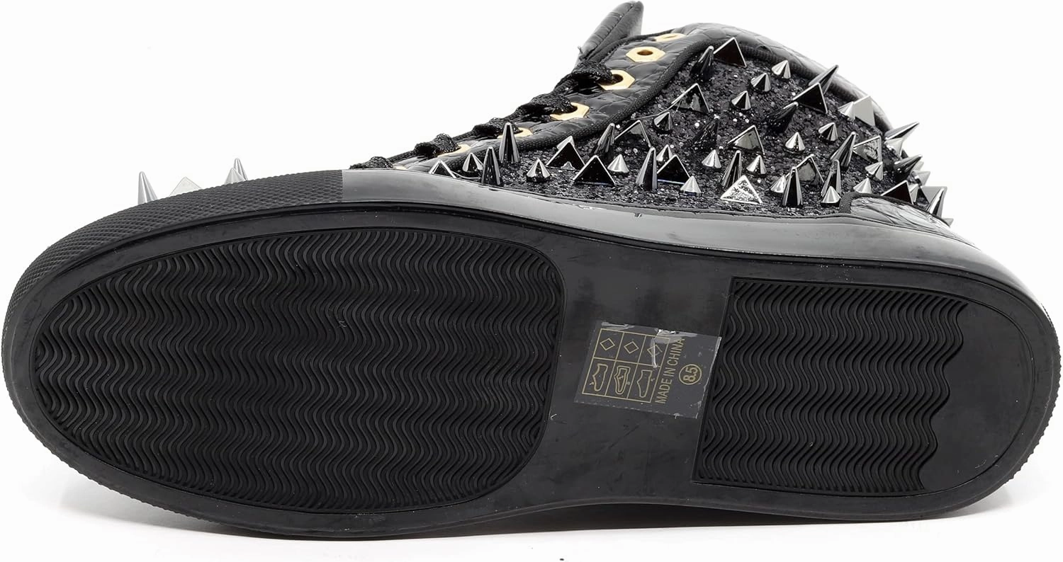 Men's High Top Sparkly Spike Flat Fashion Casual Sneakers Shoes SNK-02