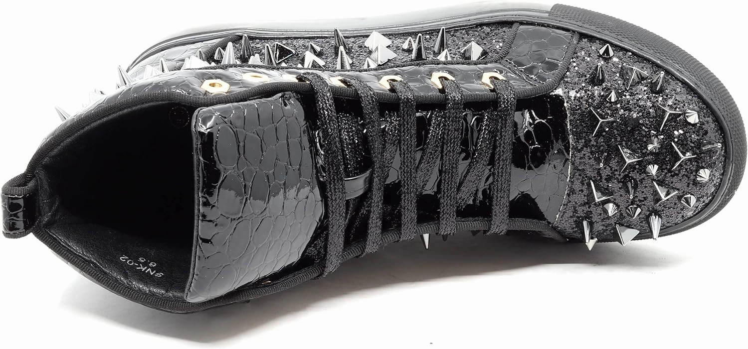 Men's High Top Sparkly Spike Flat Fashion Casual Sneakers Shoes SNK-02