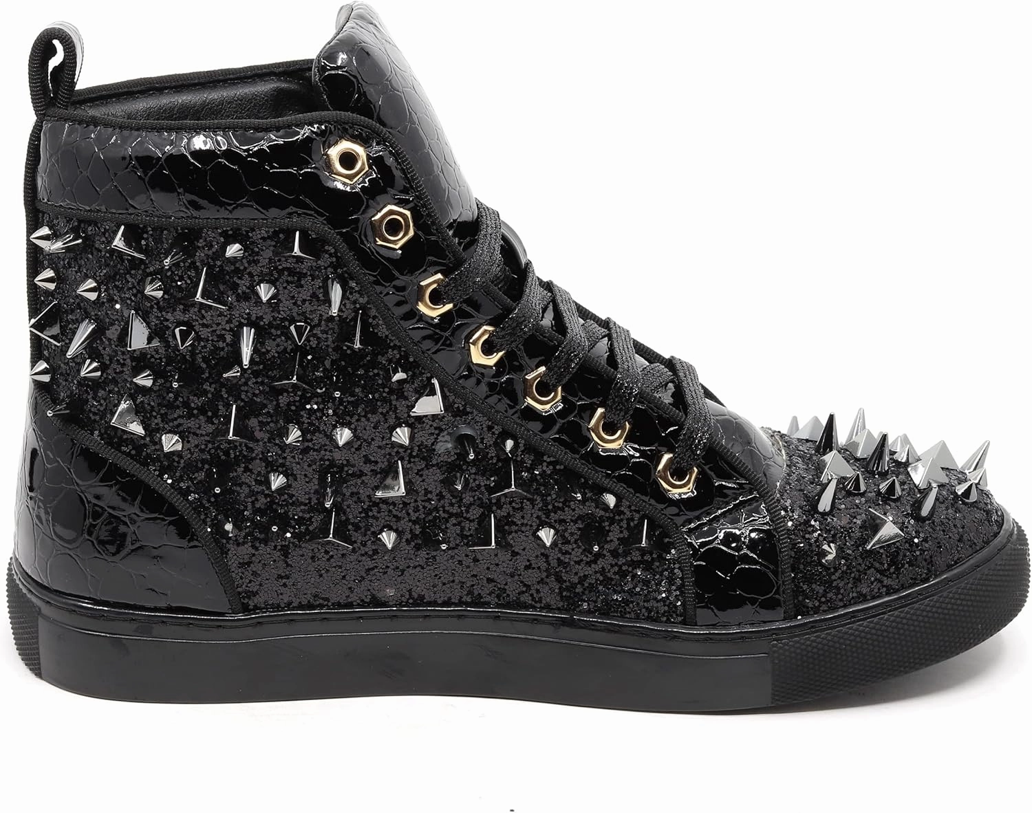 Men's High Top Sparkly Spike Flat Fashion Casual Sneakers Shoes SNK-02