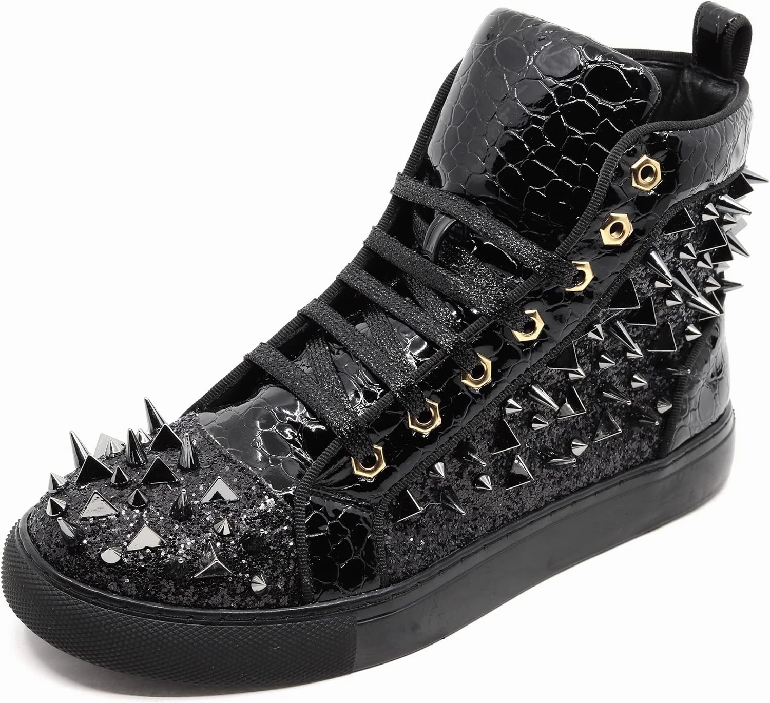 Men's High Top Sparkly Spike Flat Fashion Casual Sneakers Shoes SNK-02