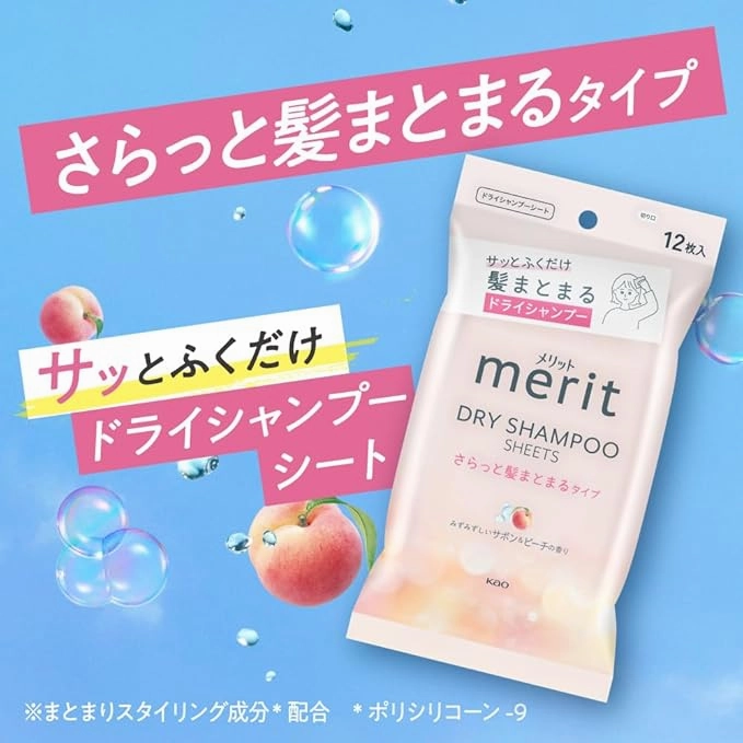 Merit Dry Shampoo Sheet – Smooth Hair Tightening, 12 Pieces [With Alcohol]
