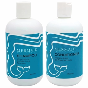 Mermaid Extension Hair Care Shampoo & Conditioner Combo | Oil-Free Gentle Moisturizing Salon Grade Hydrating | Plant-Based Sulfate & Paraben-Free Color-Safe Vegan Formula | (16 oz)