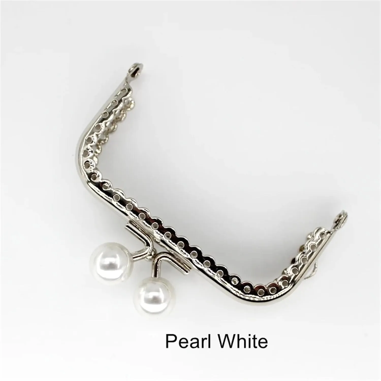 Metal Purse Frame,Retro Arch Kiss Lock Clasp Frame 3pcs 8.5cm Candy Beads Silver Tone Glossy Metal Purse Frame Handle for Clutch Bag Handbag Accessories Making Sewing Kiss Clasp Lock(Pink)
