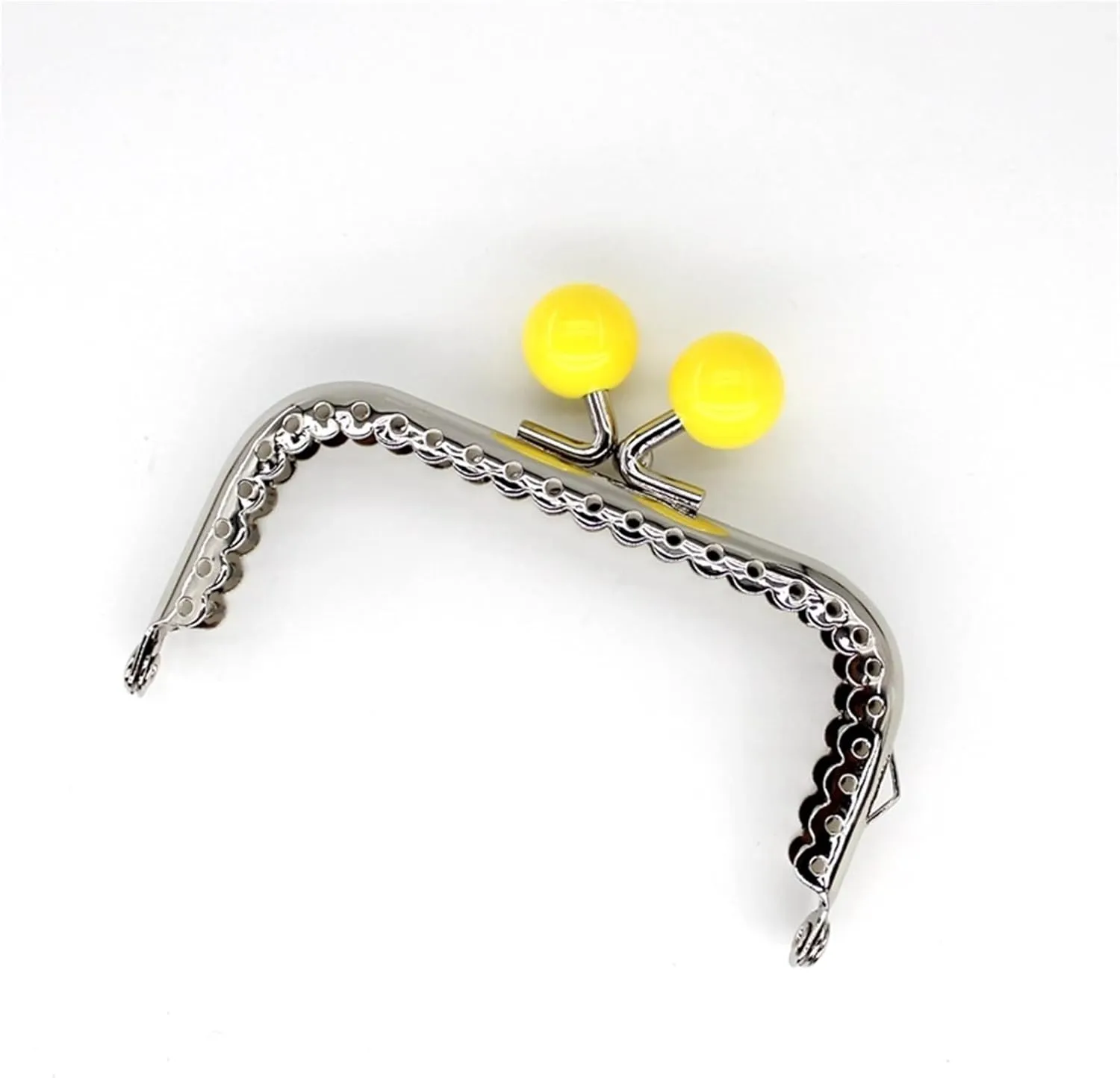 Metal Purse Frame,Retro Arch Kiss Lock Clasp Frame 3pcs 8.5cm Candy Beads Silver Tone Glossy Metal Purse Frame Handle for Clutch Bag Handbag Accessories Making Sewing Kiss Clasp Lock(Pink)