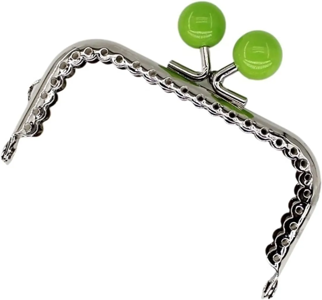 Metal Purse Frame,Retro Arch Kiss Lock Clasp Frame 3pcs 8.5cm Candy Beads Silver Tone Glossy Metal Purse Frame Handle for Clutch Bag Handbag Accessories Making Sewing Kiss Clasp Lock(Pink)