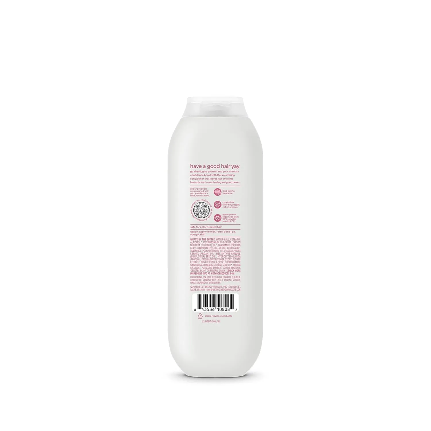 Method Volumizing Conditioner, Pure Peace with Rose, Peony, and Pink Sea Salt Scent Notes, Paraben and Sulfate Free, 13.5 oz (Pack of 3)
