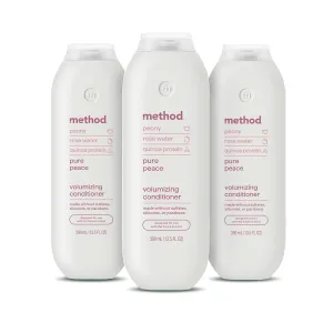 Method Volumizing Conditioner, Pure Peace with Rose, Peony, and Pink Sea Salt Scent Notes, Paraben and Sulfate Free, 13.5 oz (Pack of 3)