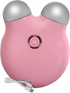 Microcurrent Facial Device, 3 Gears Facial Massager Roller Skin Firming Device, Electric Face Massager, for Face Lift, Wrinkle Removal, Anti Aging, Skin Rejuvenation, Glossy (Pink)