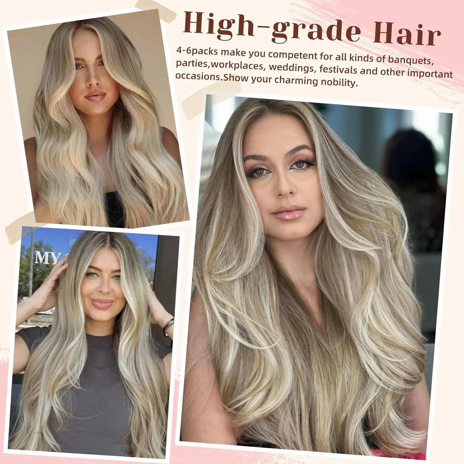 Microlink Hair Extensions Human Hair,14 Inch #A16/60A Golden Blonde highlight Mixed Ash Brown Micro Loop Microbead Micro Link Hair Extensions Human Hair Invisible Straight 30g/43s